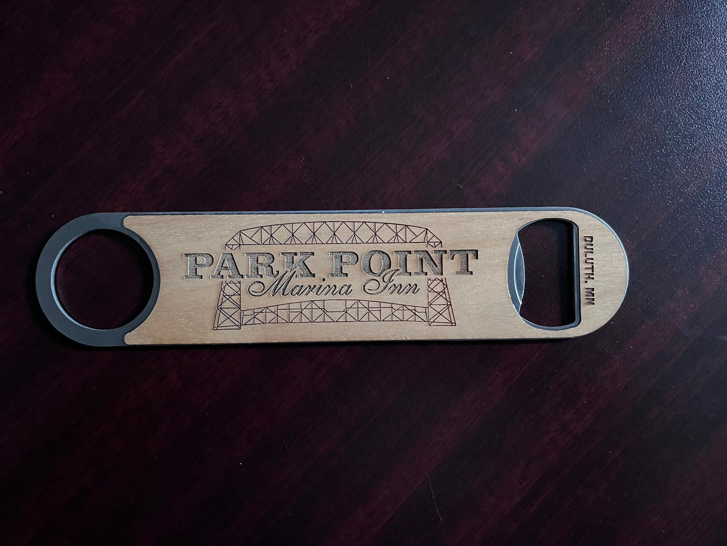 Park Point Marina Inn Wood Bottle Opener
