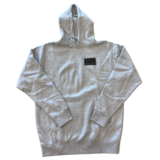 Gray park Point Hoodie with Leather Patch